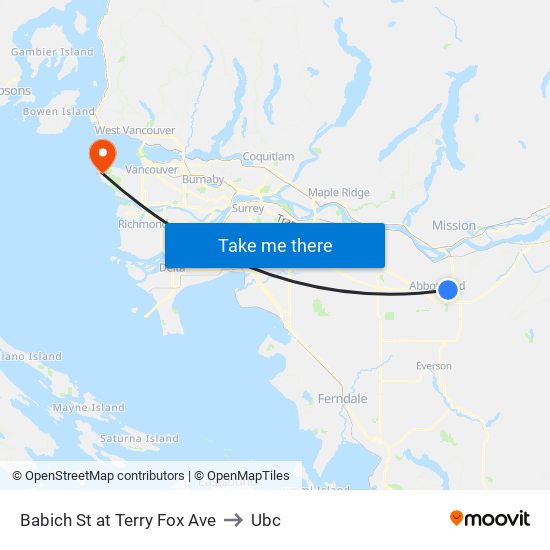 Babich St at Terry Fox Ave to Ubc map