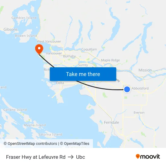 Fraser Hwy at Lefeuvre Rd to Ubc map