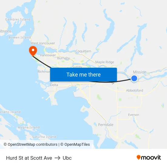 Hurd St at Scott Ave to Ubc map