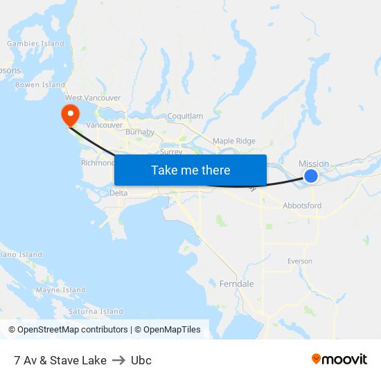7 Av & Stave Lake to Ubc map