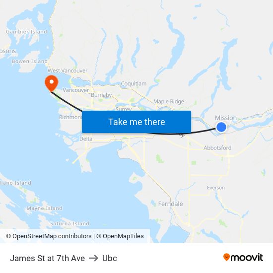 James & 7 Av to Ubc map