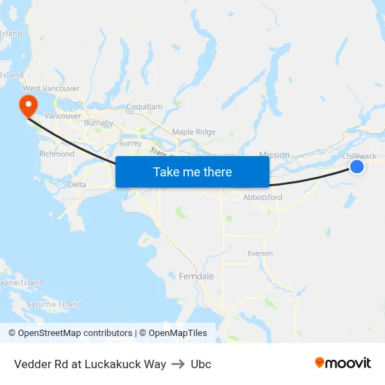Vedder Rd at Luckakuck Way to Ubc map
