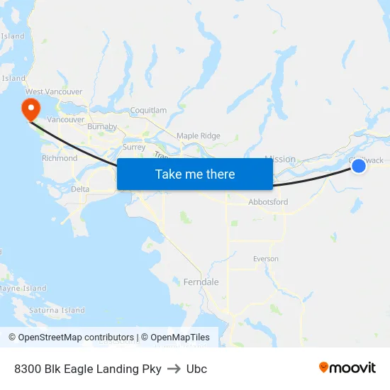 8300 Blk Eagle Landing Pky to Ubc map