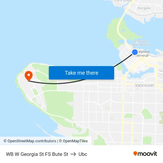 WB W Georgia St FS Bute St to Ubc map