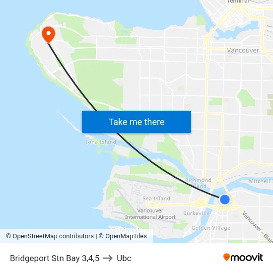 Bridgeport Stn Bay 3,4,5 to Ubc map