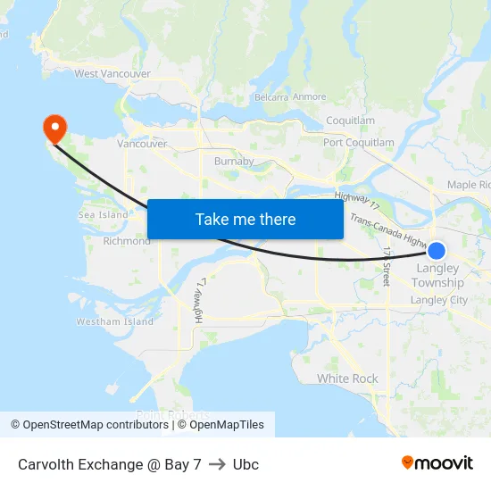 Carvolth Exchange @ Bay 7 to Ubc map