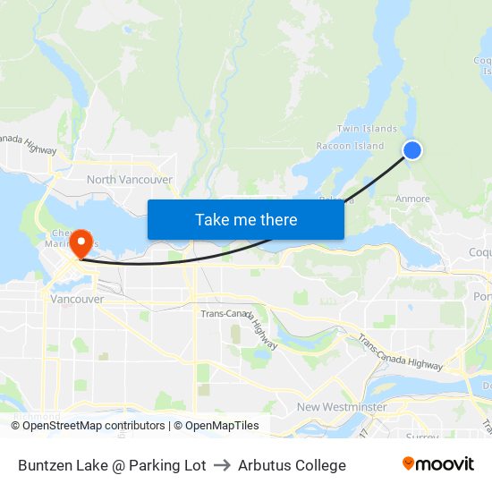 Buntzen Lake @ Parking Lot to Arbutus College map