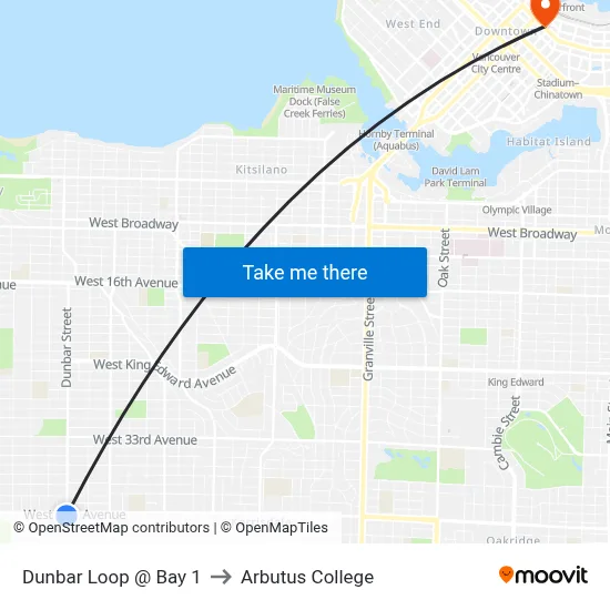 Dunbar Loop @ Bay 1 to Arbutus College map