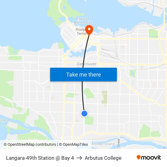 Langara-49th Station @ Bay 4 to Arbutus College map