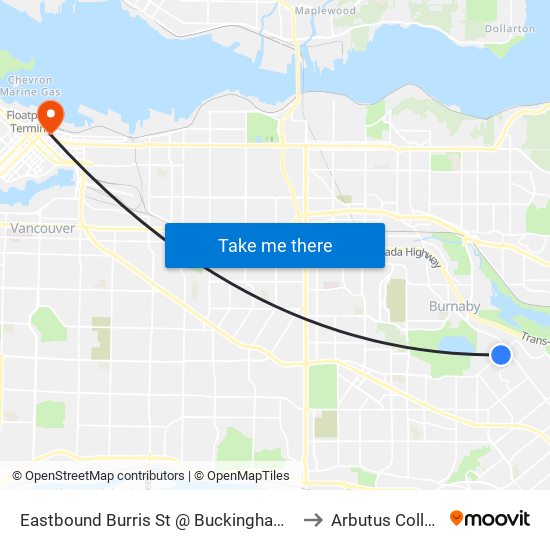 Eastbound Burris St @ Buckingham Ave to Arbutus College map