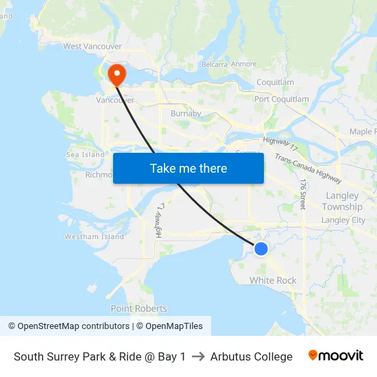 South Surrey Park & Ride @ Bay 1 to Arbutus College map