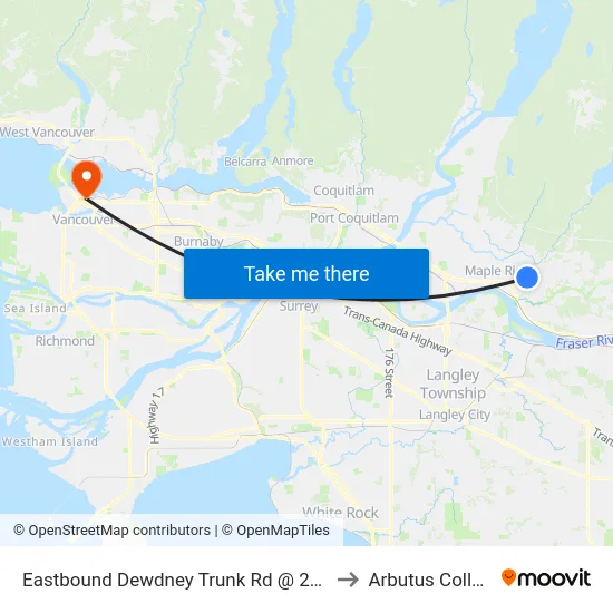 Eastbound Dewdney Trunk Rd @ 236 St to Arbutus College map