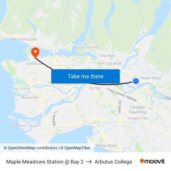 Maple Meadows Station @ Bay 2 to Arbutus College map