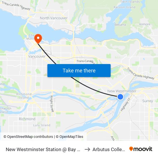 New Westminster Station @ Bay 10 to Arbutus College map