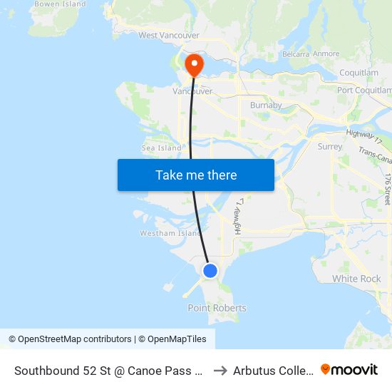 Southbound 52 St @ Canoe Pass Way to Arbutus College map