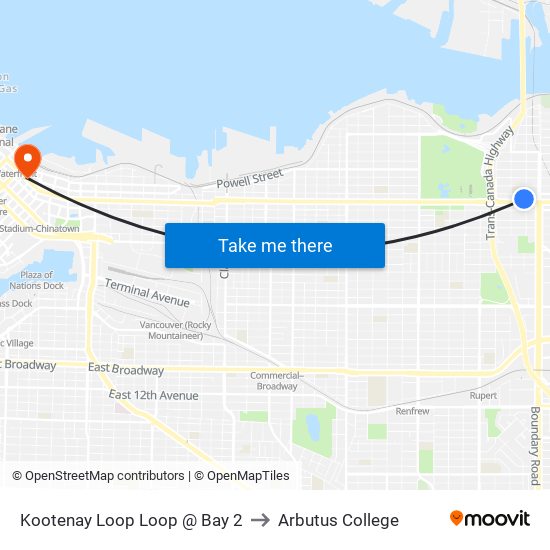 Kootenay Loop @ Bay 2 to Arbutus College map