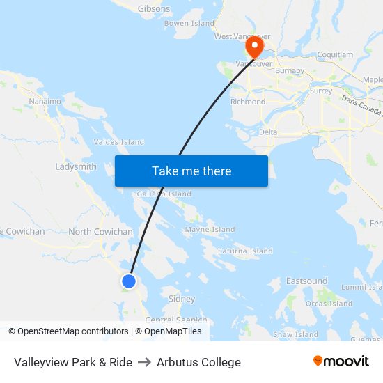 Valleyview Park & Ride to Arbutus College map
