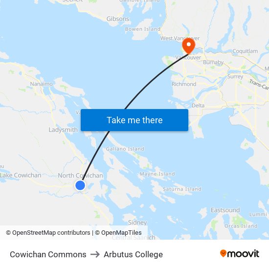 Cowichan Commons to Arbutus College map