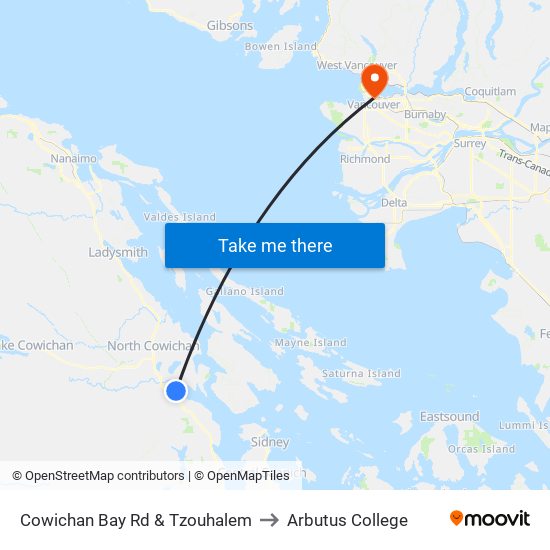 Cowichan Bay Rd & Tzouhalem to Arbutus College map