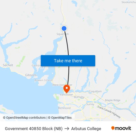 Government 40850 Block (NB) to Arbutus College map