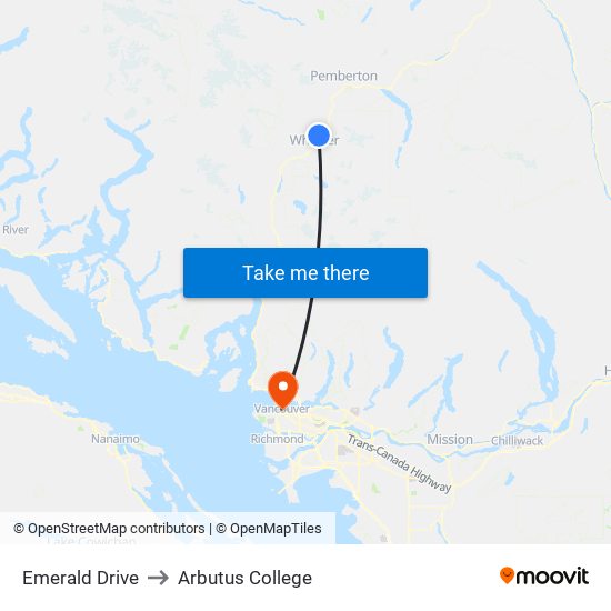 Emerald Drive to Arbutus College map