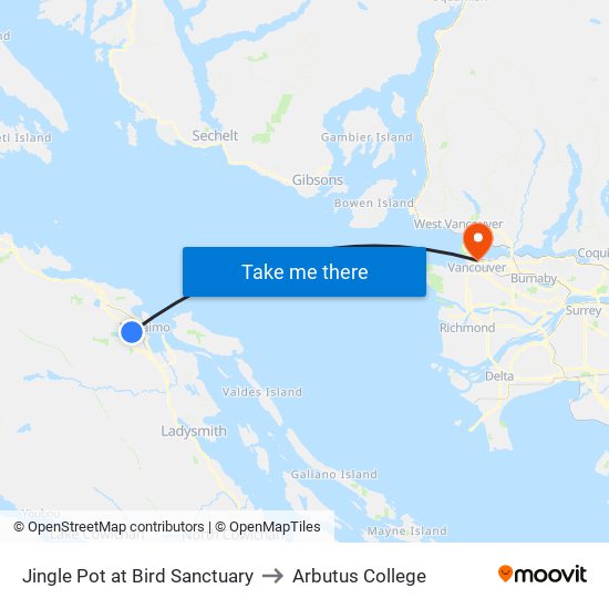 Jingle Pot at Bird Sanctuary to Arbutus College map