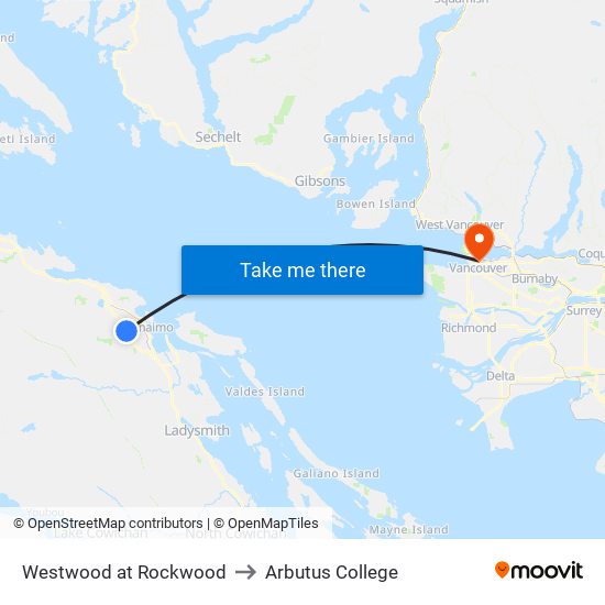 Westwood at Rockwood to Arbutus College map