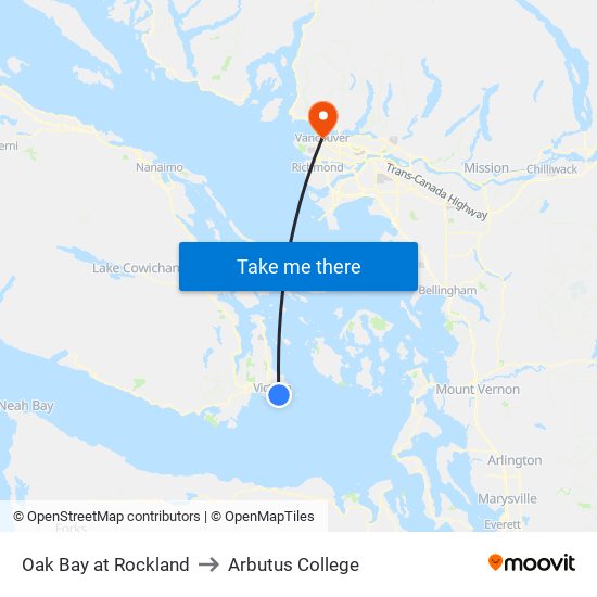 Oak Bay at Rockland to Arbutus College map