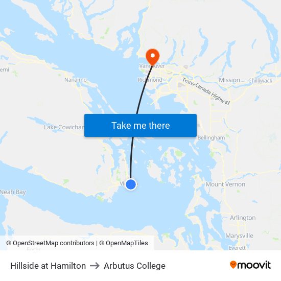 Hillside at Hamilton to Arbutus College map