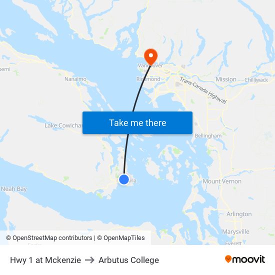 Hwy 1 at Mckenzie to Arbutus College map