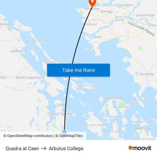 Quadra at Caen to Arbutus College map