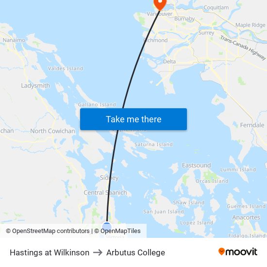 Hastings at Wilkinson to Arbutus College map