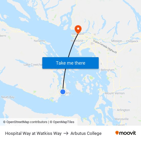 Hospital Way at Watkiss Way to Arbutus College map