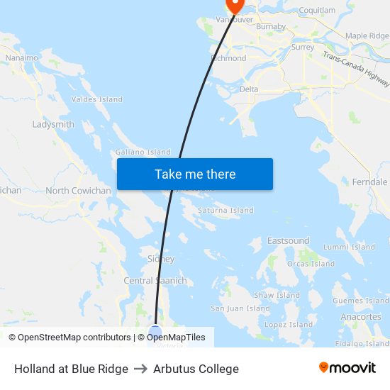 Holland at Blue Ridge to Arbutus College map