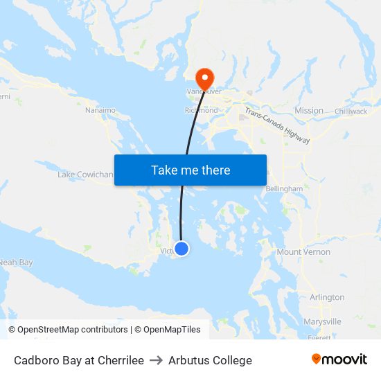 Cadboro Bay at Cherrilee to Arbutus College map