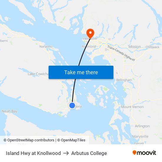 Island Hwy at Knollwood to Arbutus College map