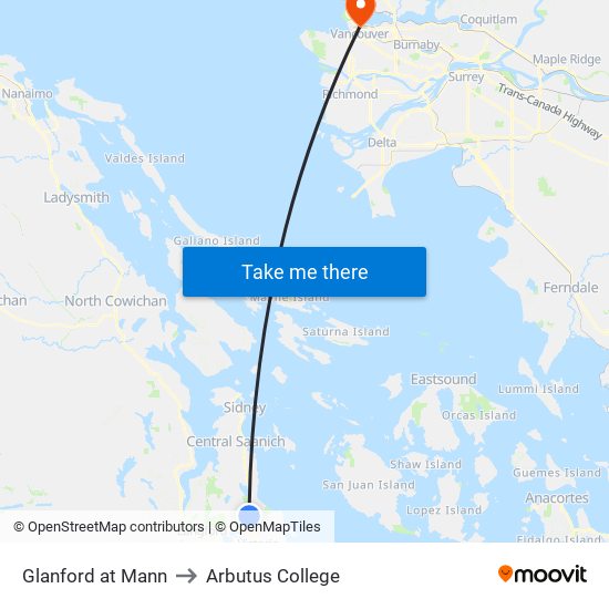 Glanford at Mann to Arbutus College map