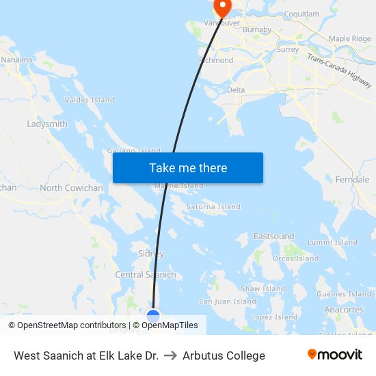 West Saanich at Elk Lake Dr. to Arbutus College map