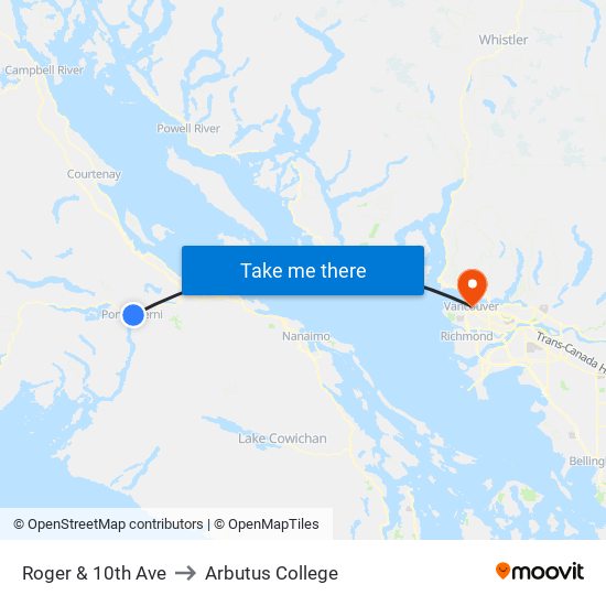 Roger & 10th Ave to Arbutus College map