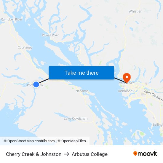 Cherry Creek & Johnston to Arbutus College map