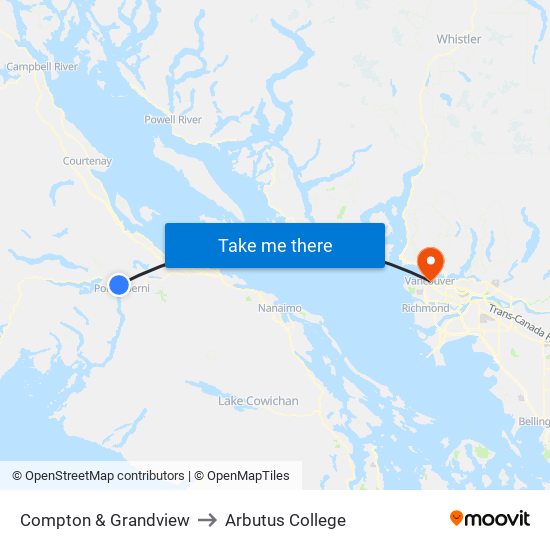 Compton & Grandview to Arbutus College map