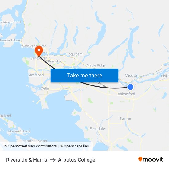 Riverside & Harris to Arbutus College map