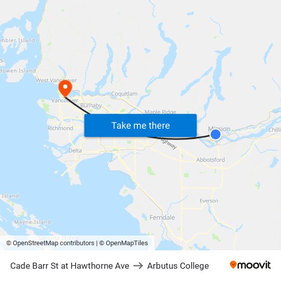 Cade Barr St at Hawthorne Ave to Arbutus College map