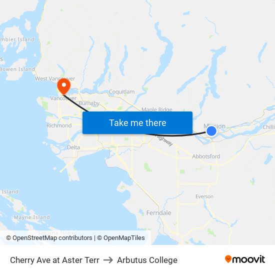 Cherry & Aster to Arbutus College map