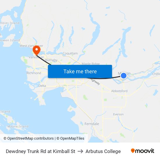 Dewdney Trunk & Kimball to Arbutus College map