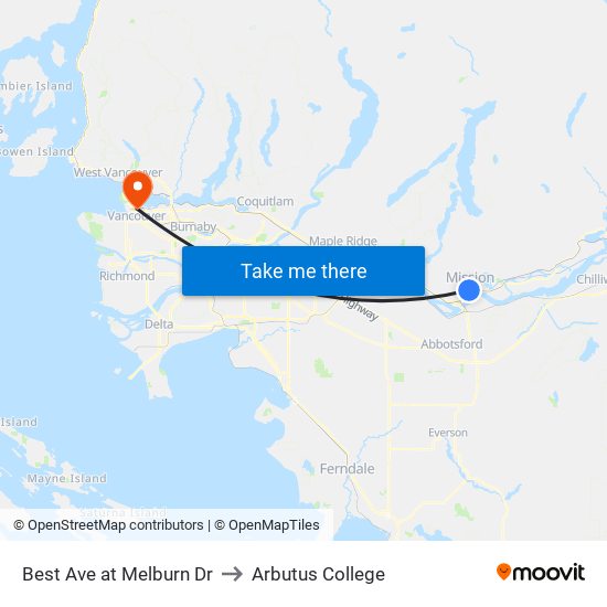 Best & Melburn to Arbutus College map