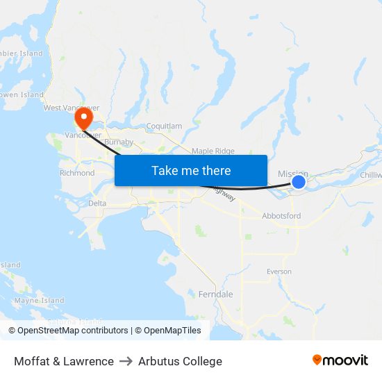 Moffat & Lawrence to Arbutus College map