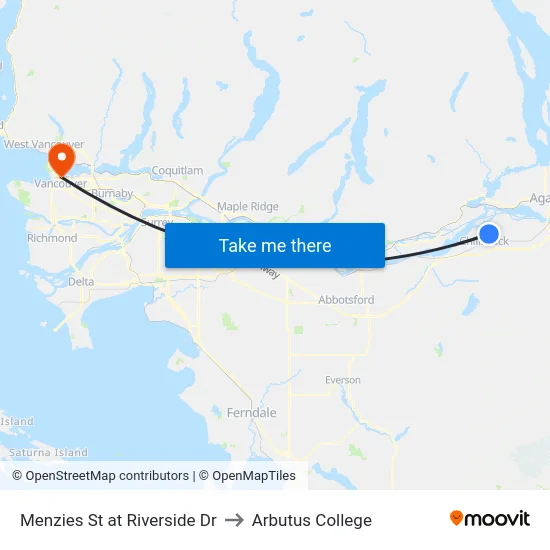 Menzies St at Riverside Dr to Arbutus College map