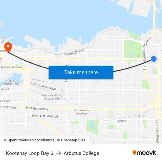 Kootenay Loop Bay 6 to Arbutus College map