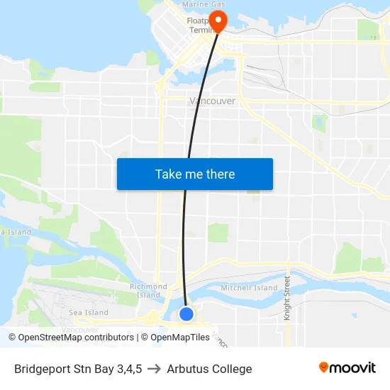 Bridgeport Stn Bay 3,4,5 to Arbutus College map